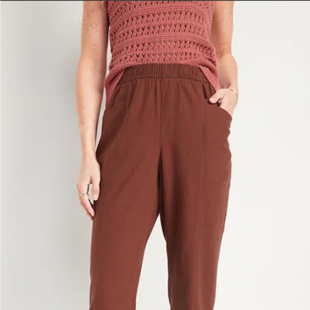 Old Navy Cropped Linen Pants Small EUC Sold Out Style!! - Picture 2 of 9